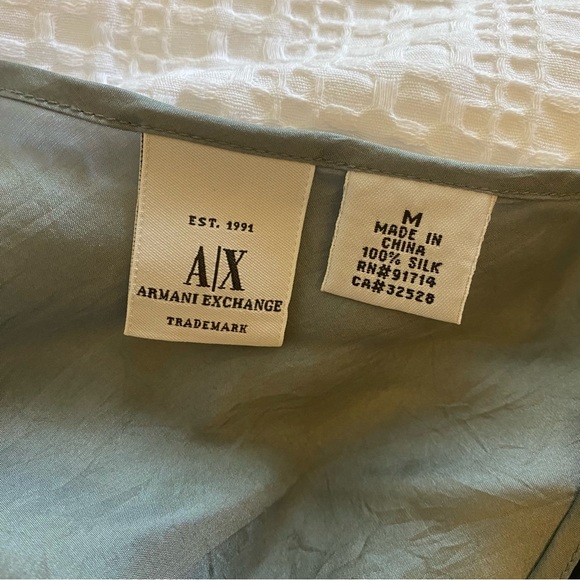 Armani Exchange silver midi dress 100% silk sz M - Picture 5 of 5